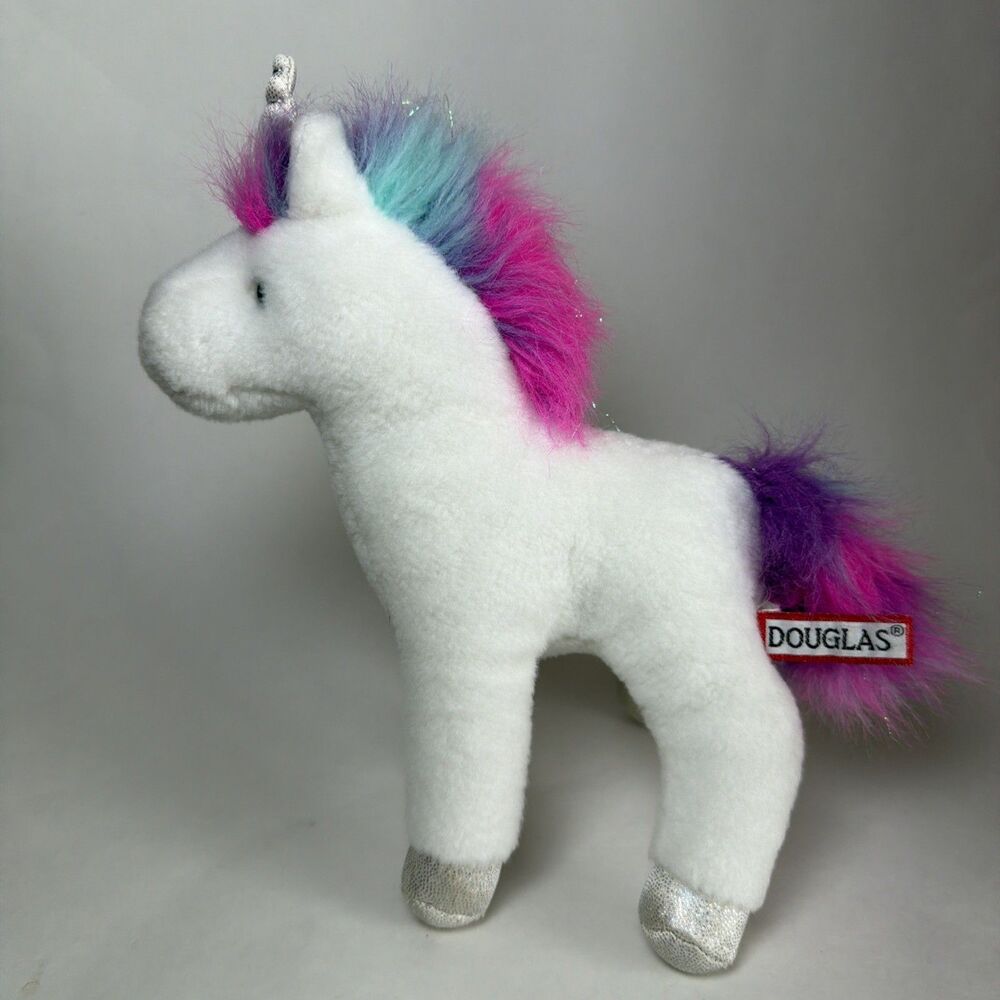 Rainbow Unicorn Stuffed Animal Douglas Cuddle Toys #1513 Plush Tandy White Pink
